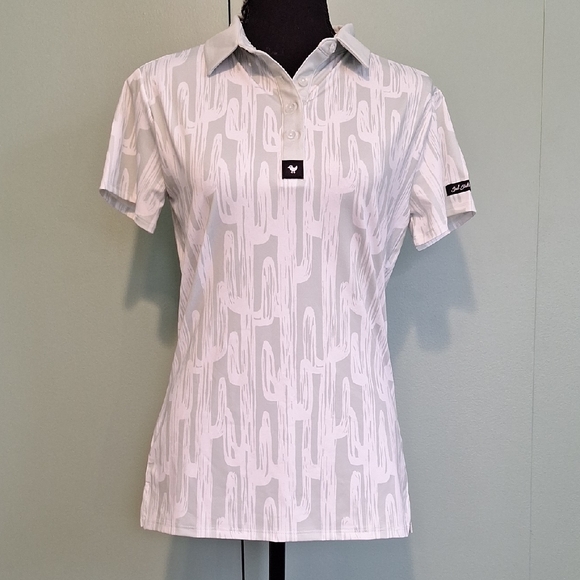 Bad Birdie Tops - Bad Birdie Light Green Cactus Short Sleeve Golf Shirt Size Medium